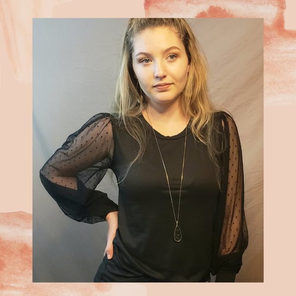 Taylor & Cambria Tops - Long Sleeve Mesh Balloon Sleeve